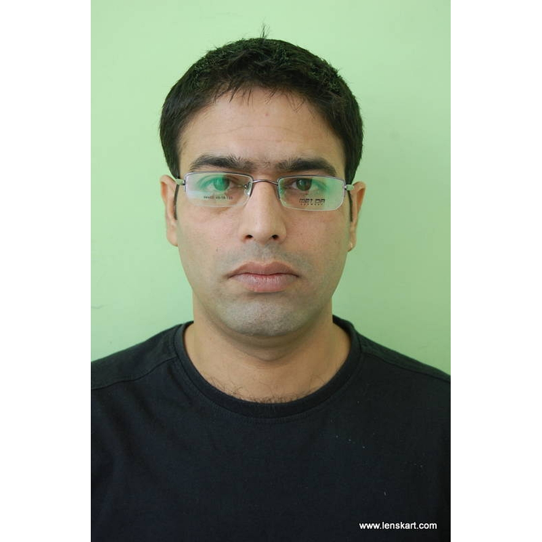 BRANDED Mid Gunmetal Half Rim Rectangle left side