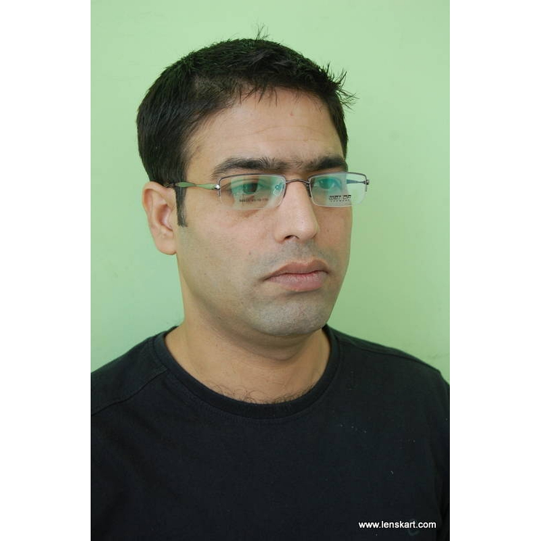 BRANDED Mid Gunmetal Half Rim Rectangle left side