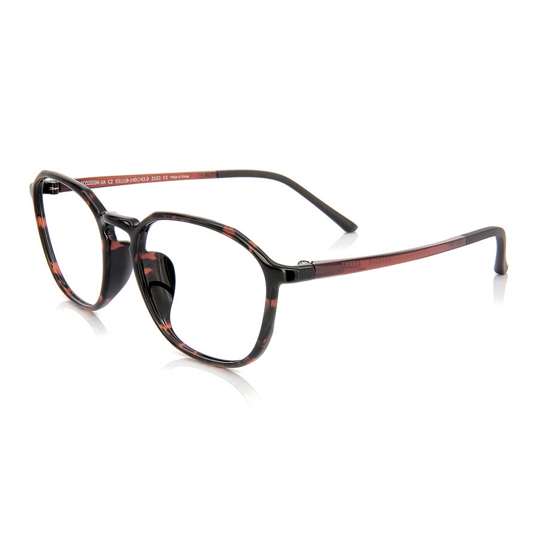 OWNDAYS | ESSENTIAL Brown Demi Full Rim Polygon left side
