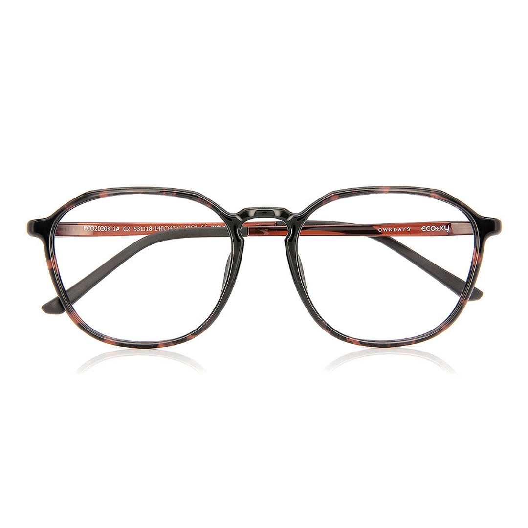 OWNDAYS | ESSENTIAL Brown Demi Full Rim Polygon right side