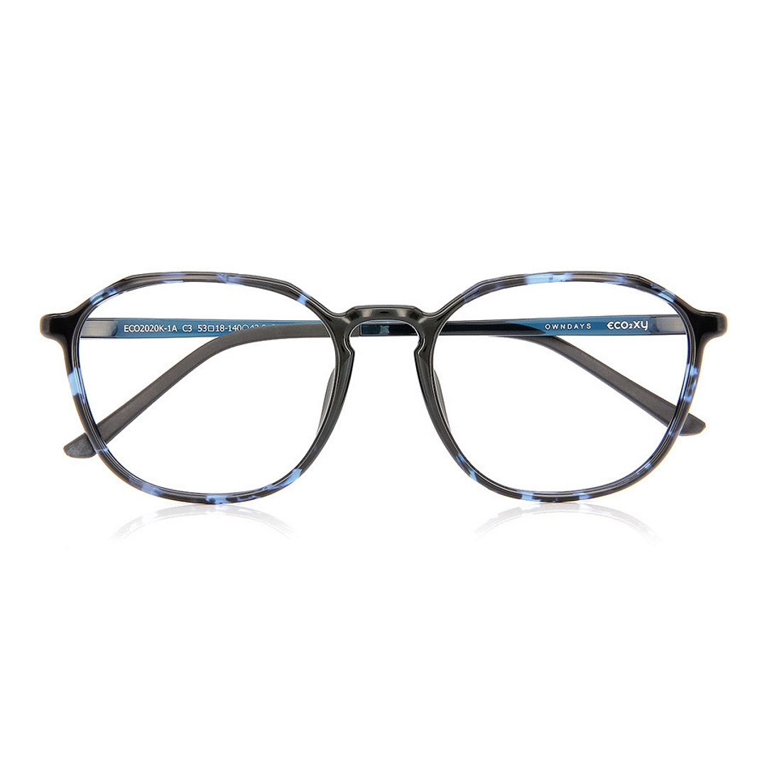 OWNDAYS | ESSENTIAL Blue Demi Full Rim Polygon right side