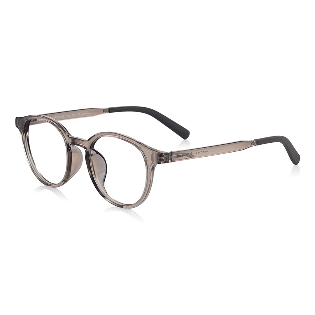 OWNDAYS | ESSENTIAL Clear Gray Full Rim Boston left side