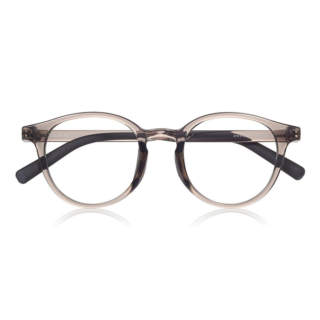 OWNDAYS | ESSENTIAL Clear Gray Full Rim Boston right side