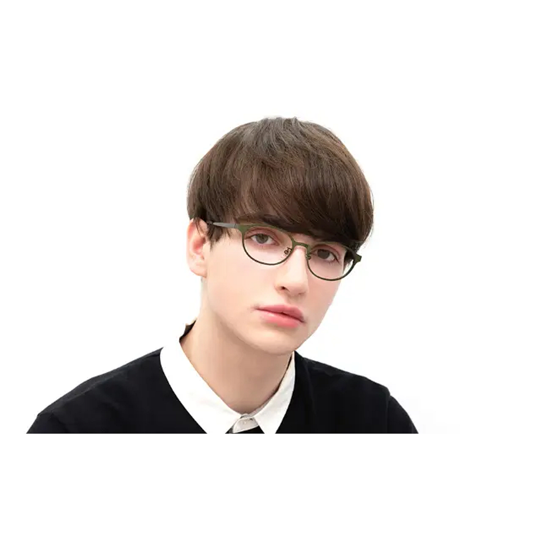 OWNDAYS | ESSENTIAL Matte Khaki Full Rim Oval left side