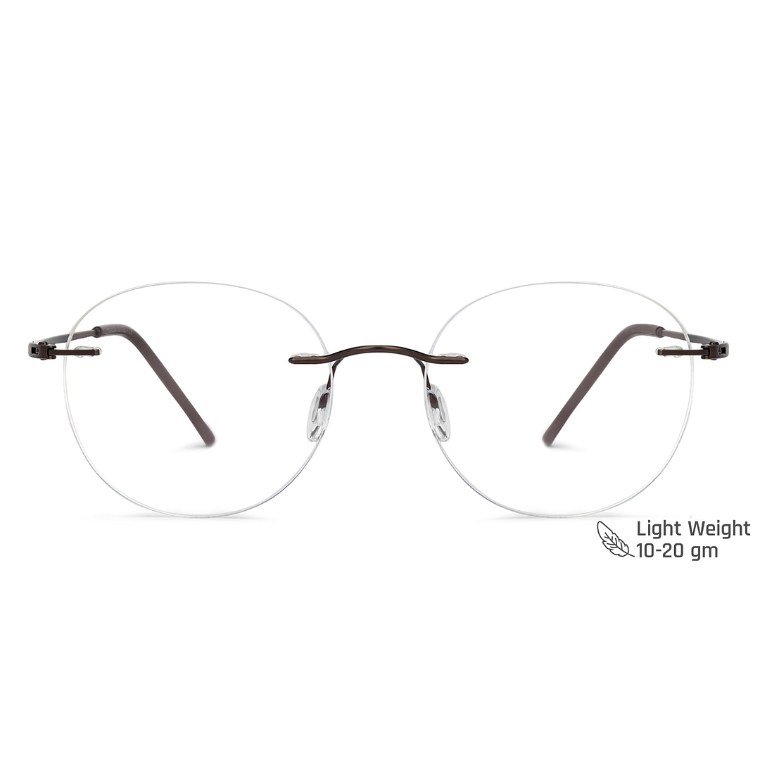 Vincent Chase Online Light Brown Rimless Round left side