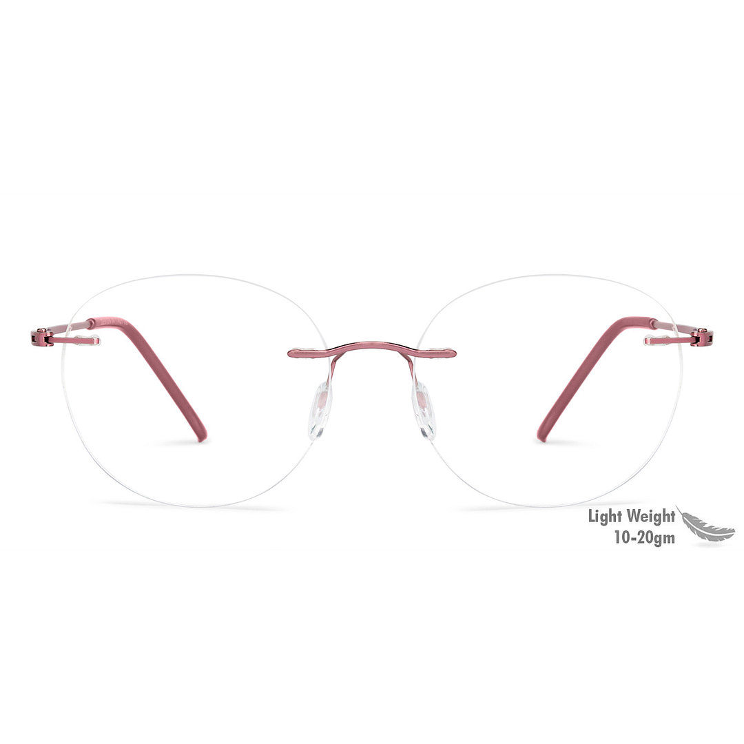 BRANDED Pink Rimless Round left side