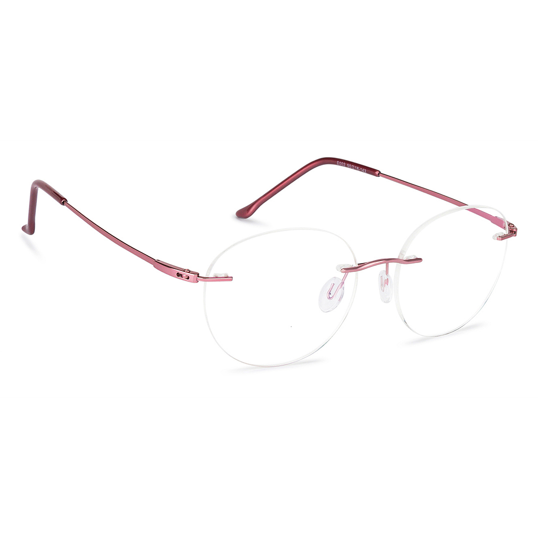 BRANDED Pink Rimless Round left side