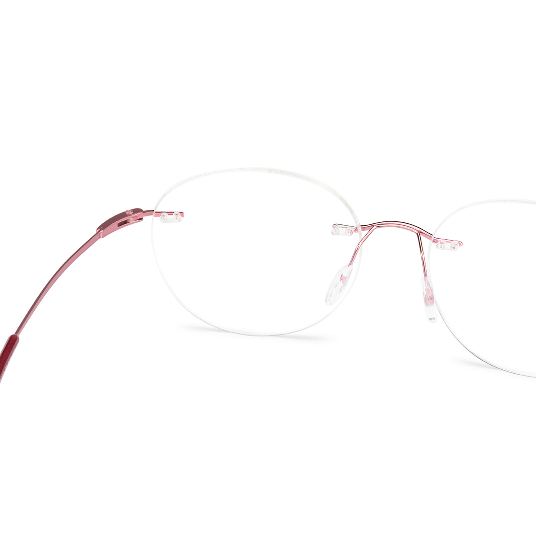 BRANDED Pink Rimless Round left side