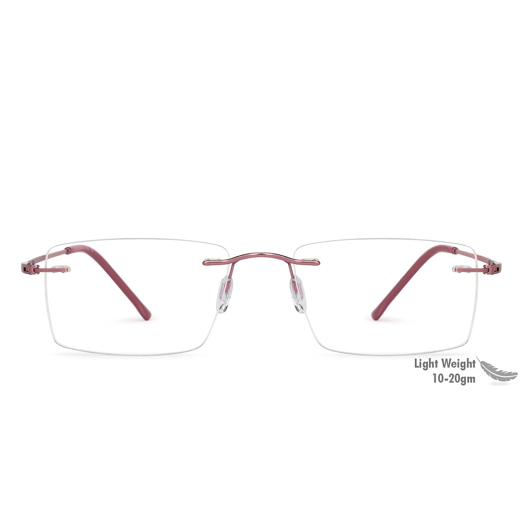 BRANDED Pink Rimless Rectangle left side