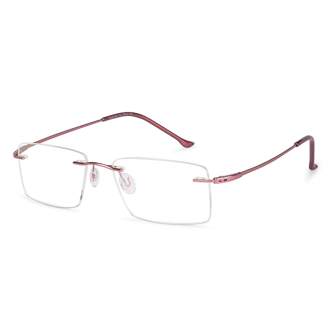 BRANDED Pink Rimless Rectangle left side