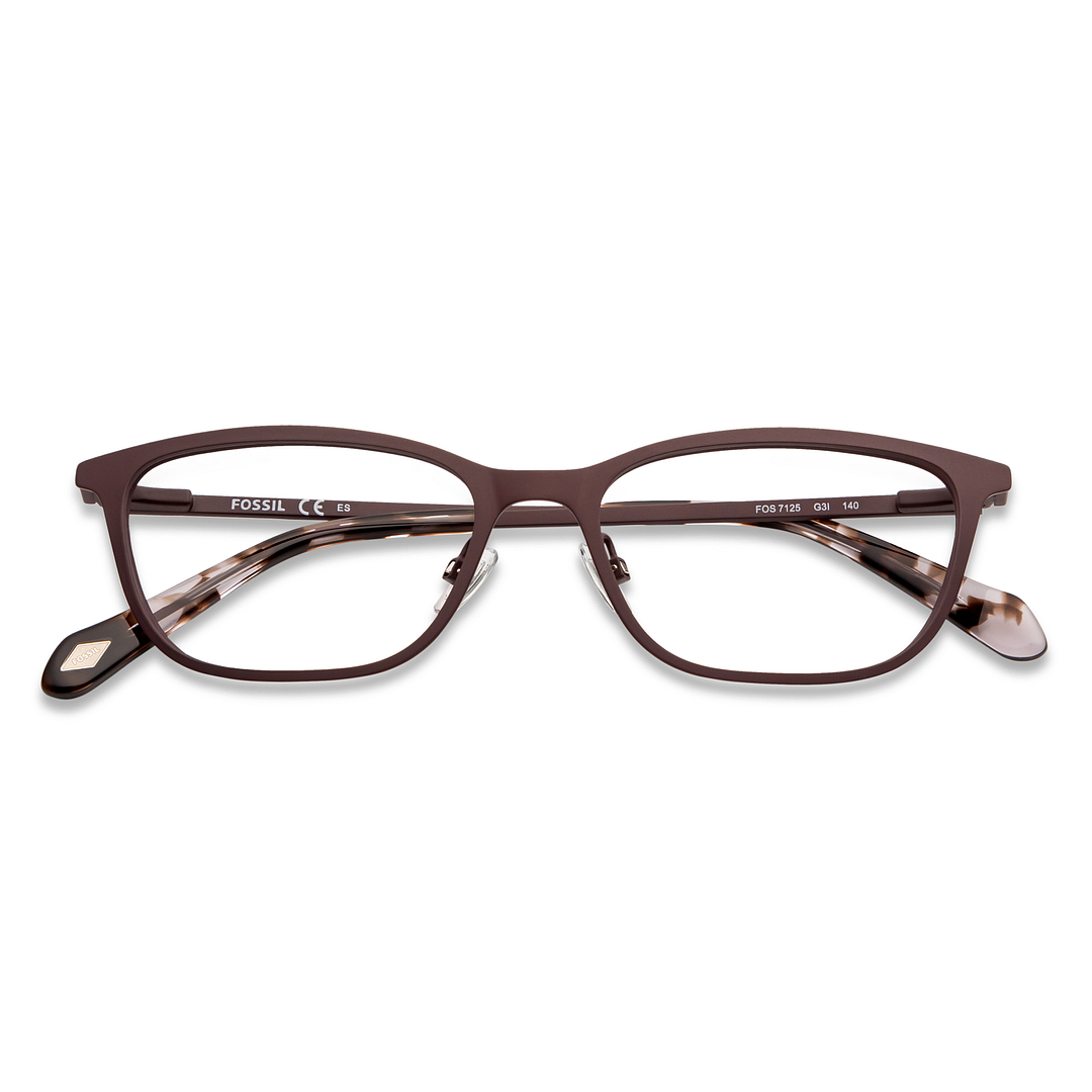 Fossil Light Brown Full Rim Rectangle left side