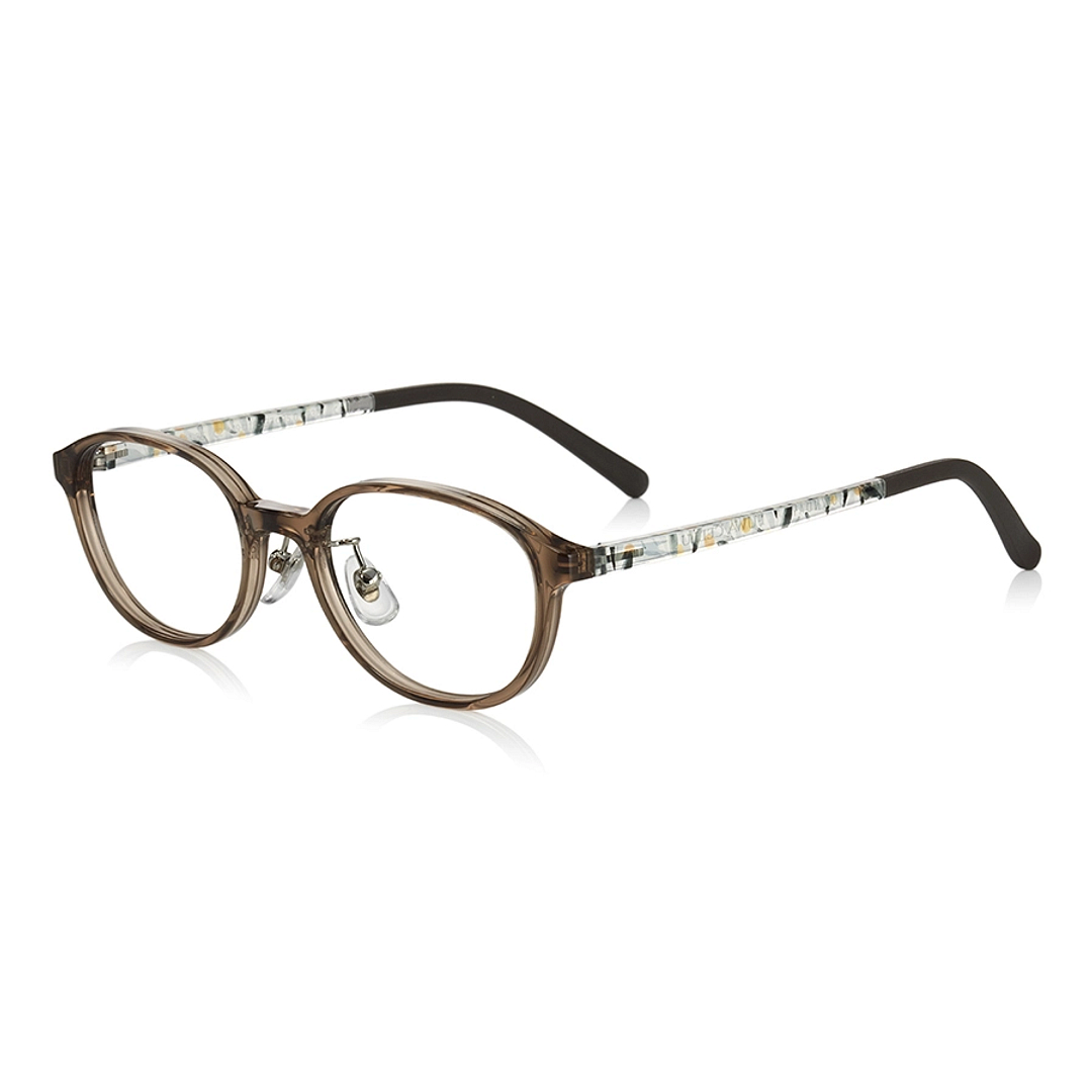 OWNDAYS | ESSENTIAL Light Brown Full Rim Oval left side