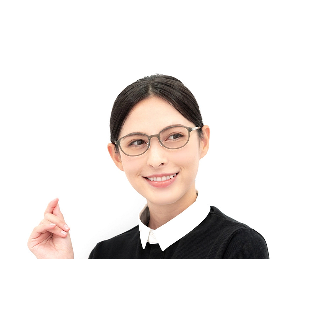 OWNDAYS | ESSENTIAL Light Brown Full Rim Oval left side