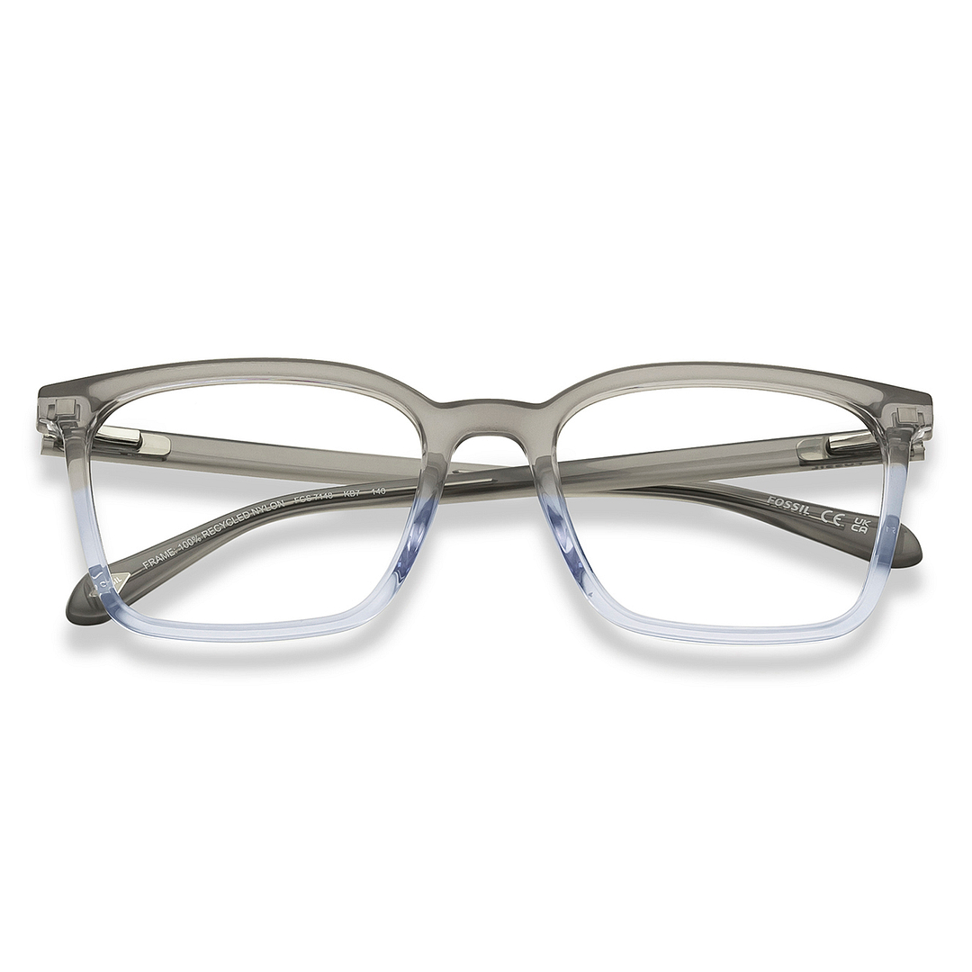 Fossil Gray Transparent Full Rim Square left side