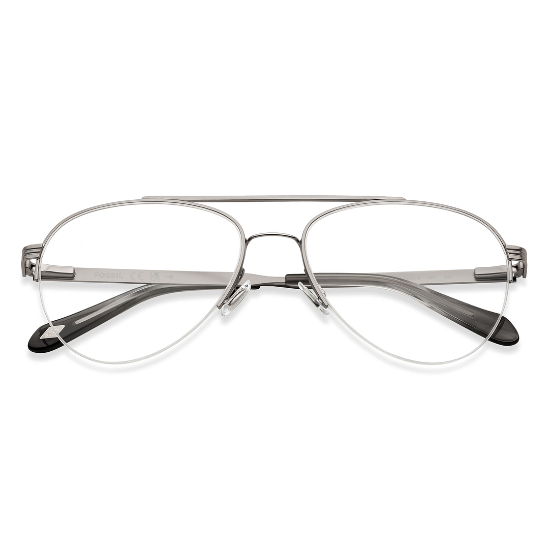 Fossil Mid Gunmetal Half Rim Aviator left side