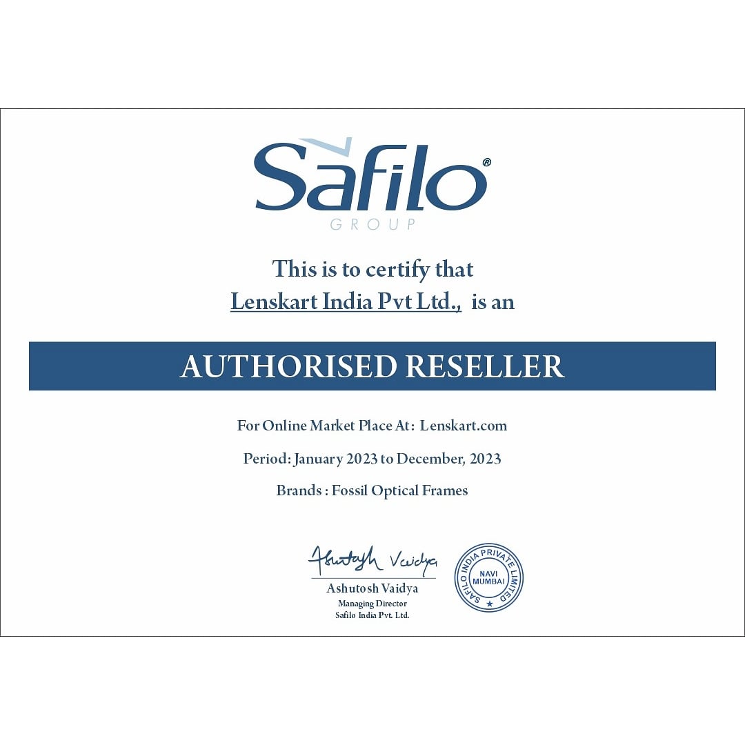 Fossil Mid Gunmetal Half Rim Aviator left side