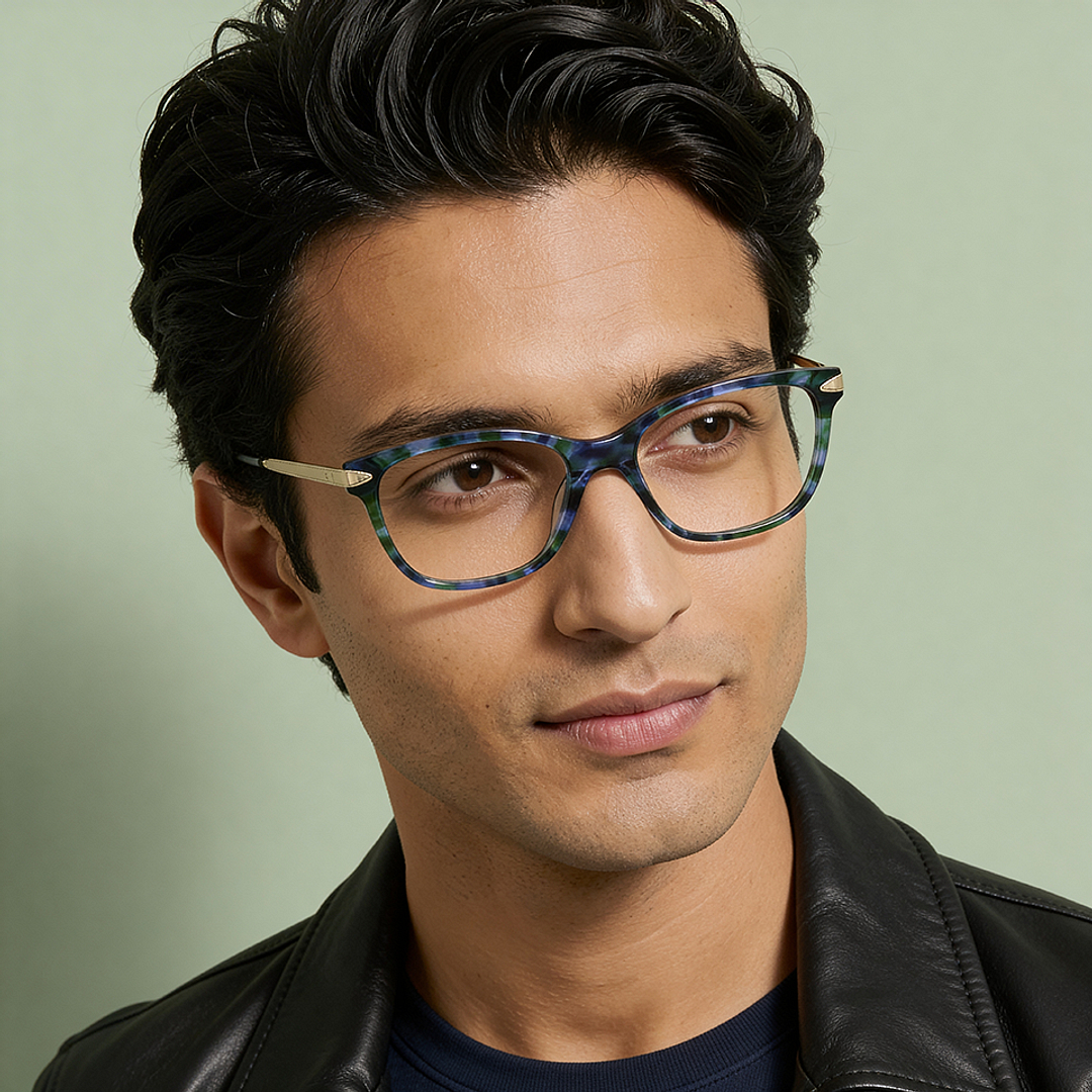 Buy Tortoise Gold Blue Full Rim Rectangle Fossil Premium FOS 7150