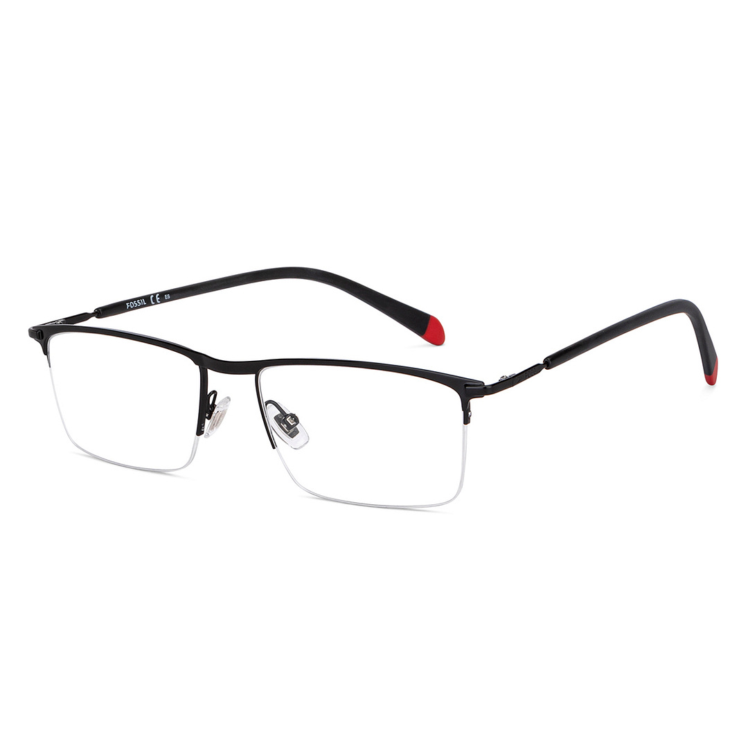 Fossil Black Half Rim Rectangle right side