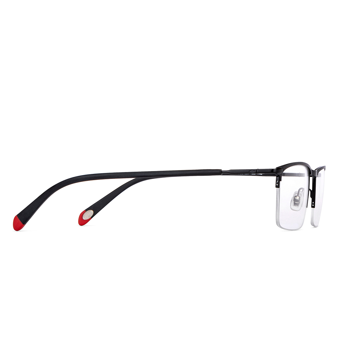 Fossil Black Half Rim Rectangle left side