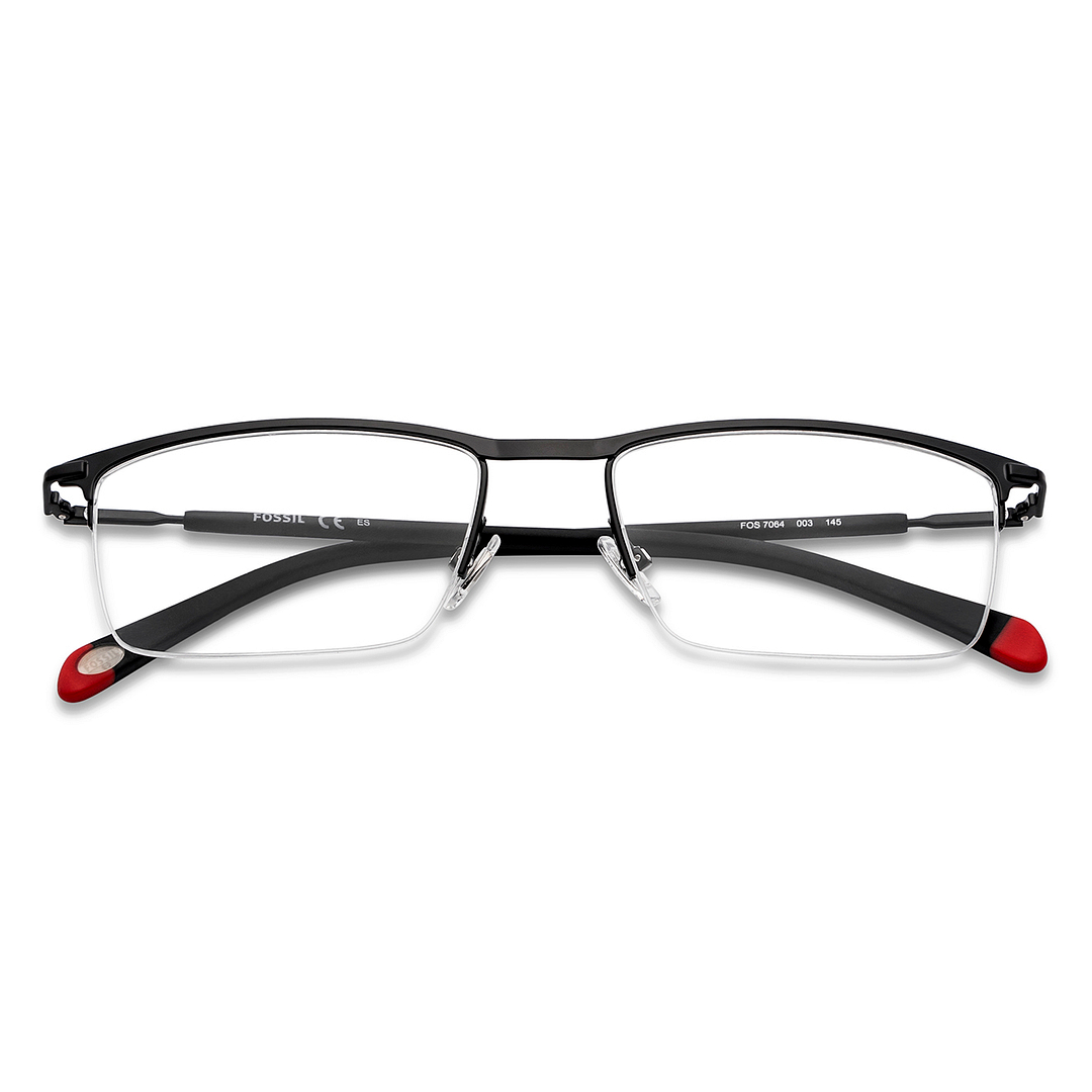 Fossil Black Half Rim Rectangle left side
