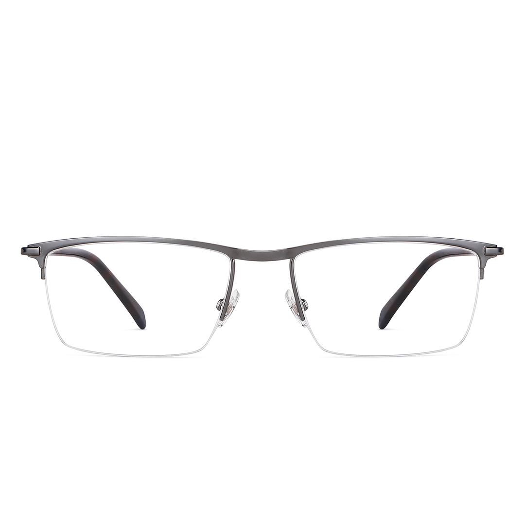 Fossil Mid Gunmetal Half Rim Rectangle left side