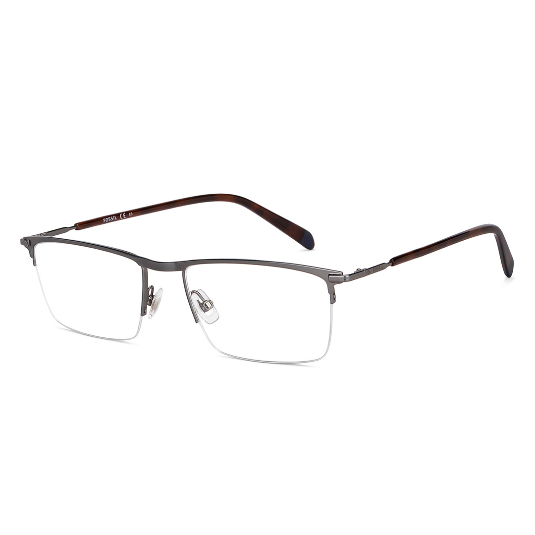 Fossil Mid Gunmetal Half Rim Rectangle right side