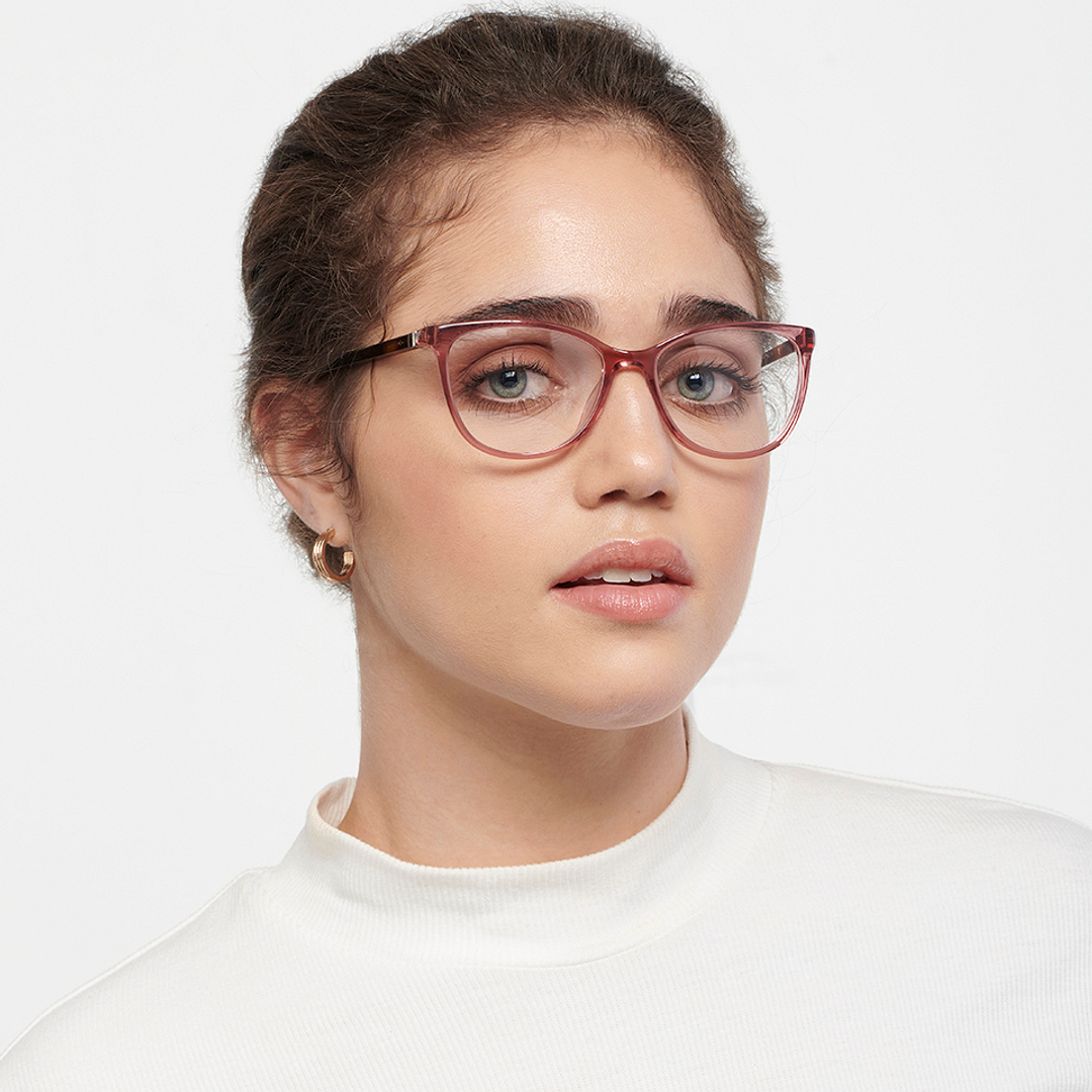 Fossil Pink Transparent Full Rim Cat Eye right side