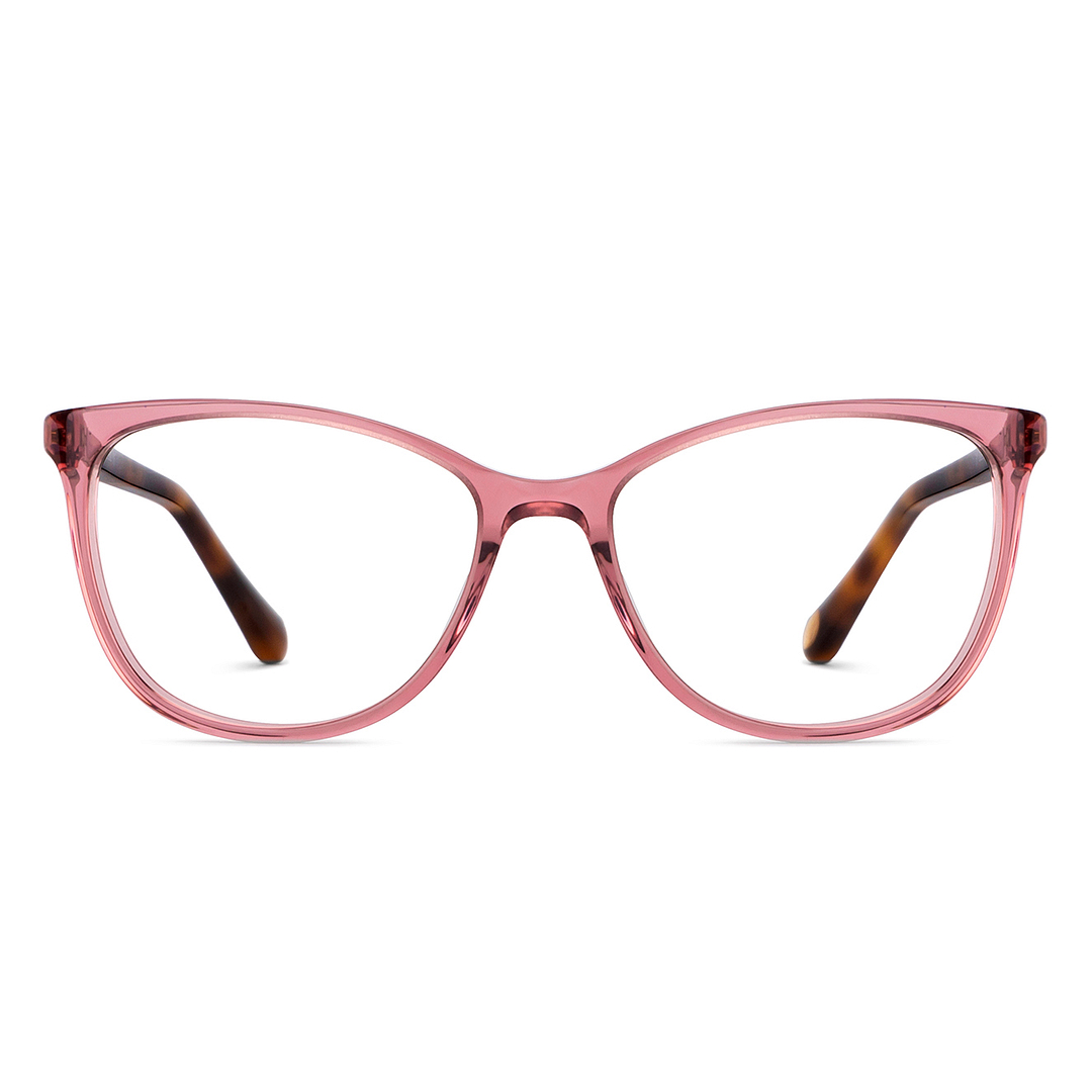 Fossil Pink Transparent Full Rim Cat Eye left side