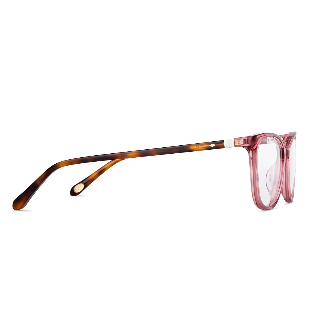 Fossil Pink Transparent Full Rim Cat Eye left side