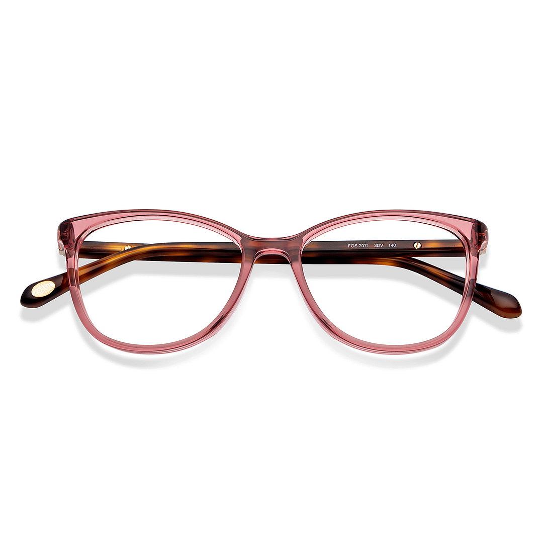 Fossil Pink Transparent Full Rim Cat Eye left side