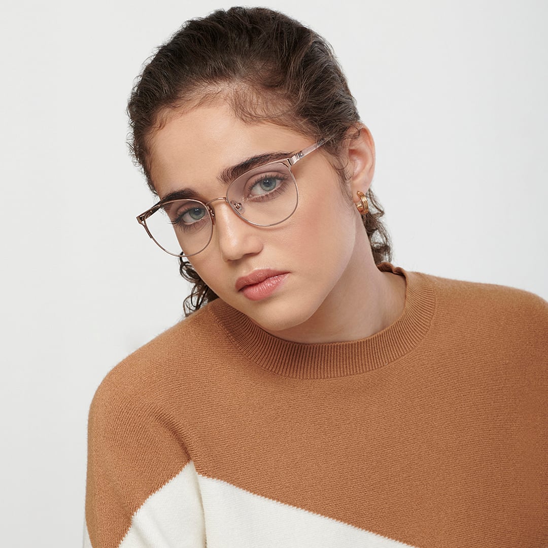 Fossil Gold Full Rim Cat Eye left side