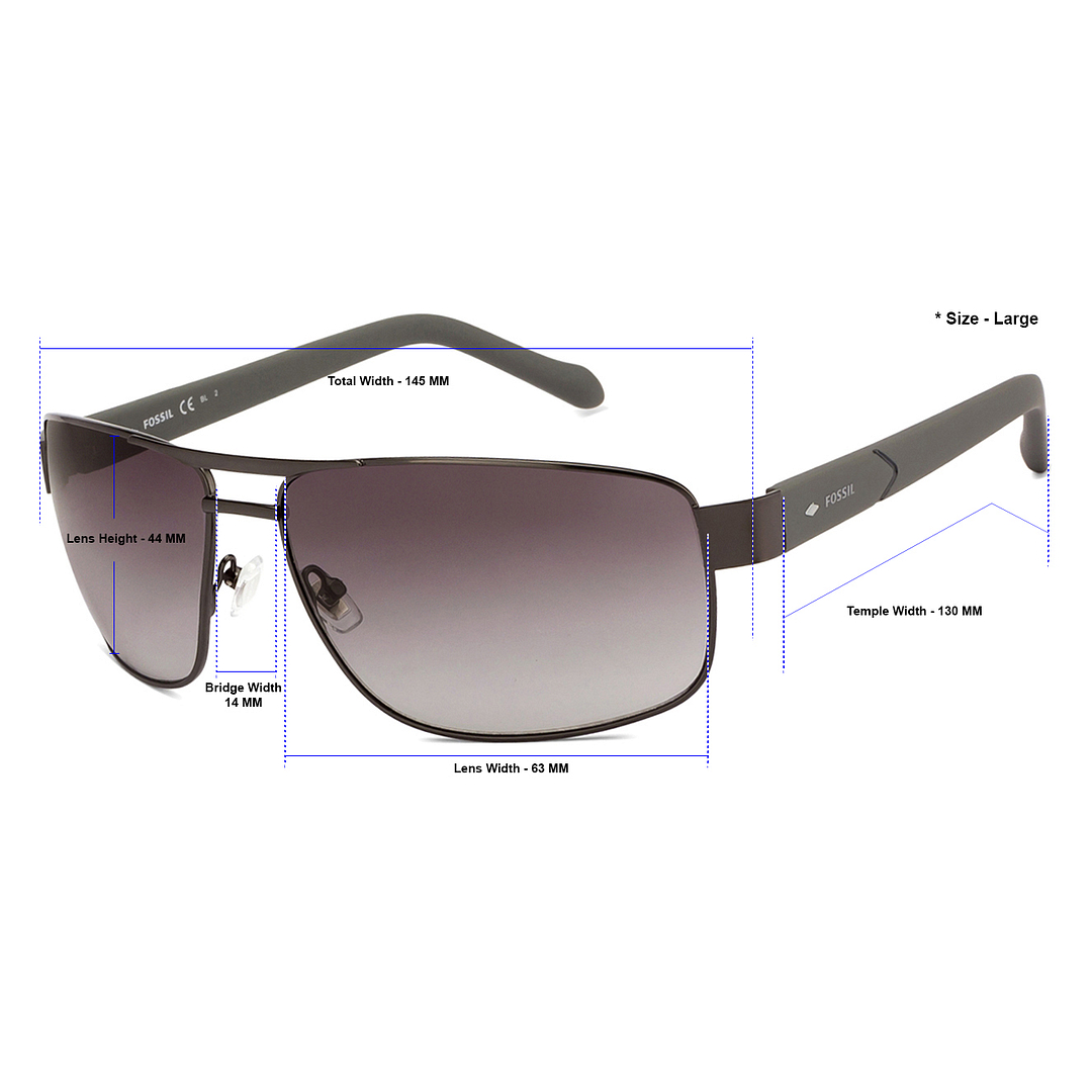 Fossil Mid Gunmetal Full Rim Rectangle left side