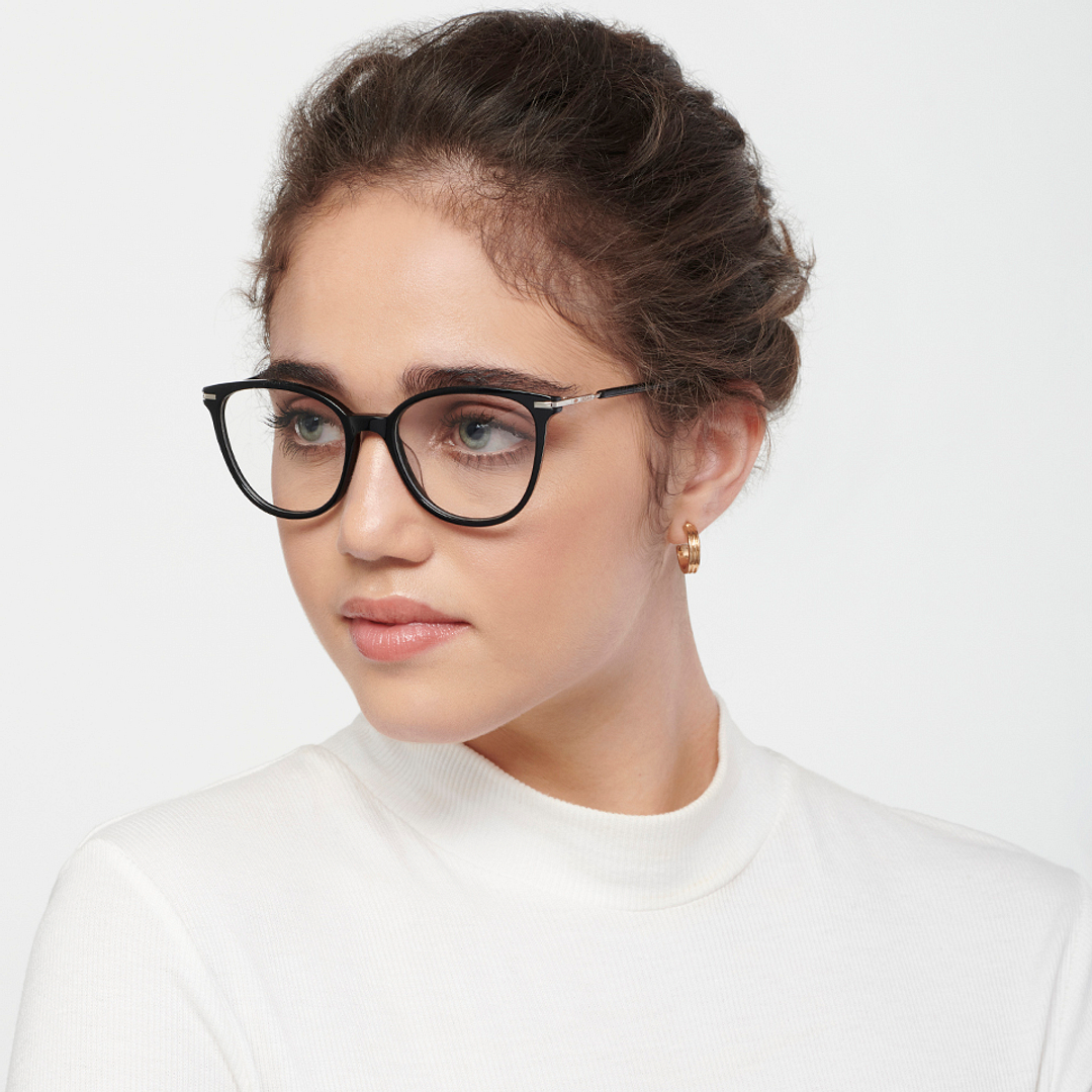 Fossil Black Full Rim Cat Eye left side