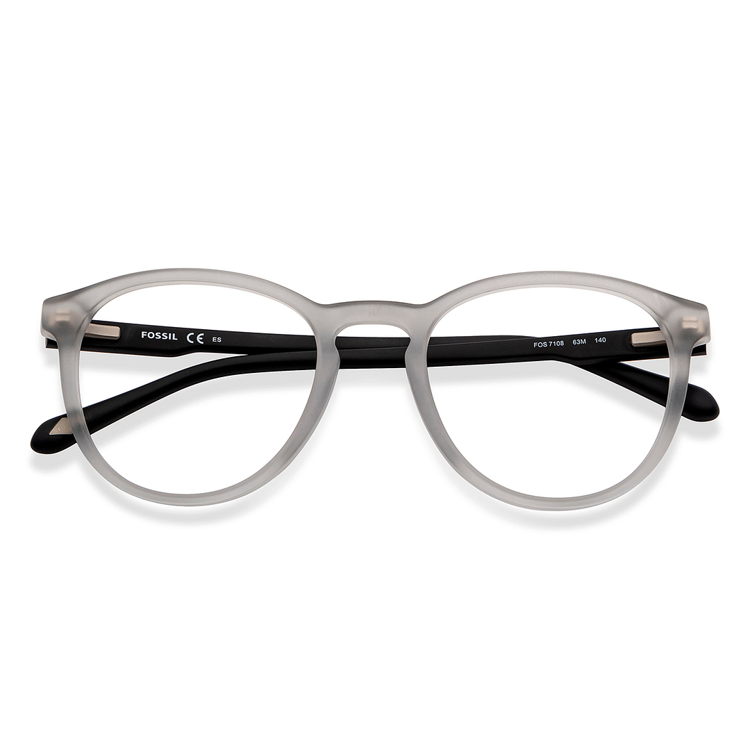 Fossil Gray Transparent Full Rim Round left side