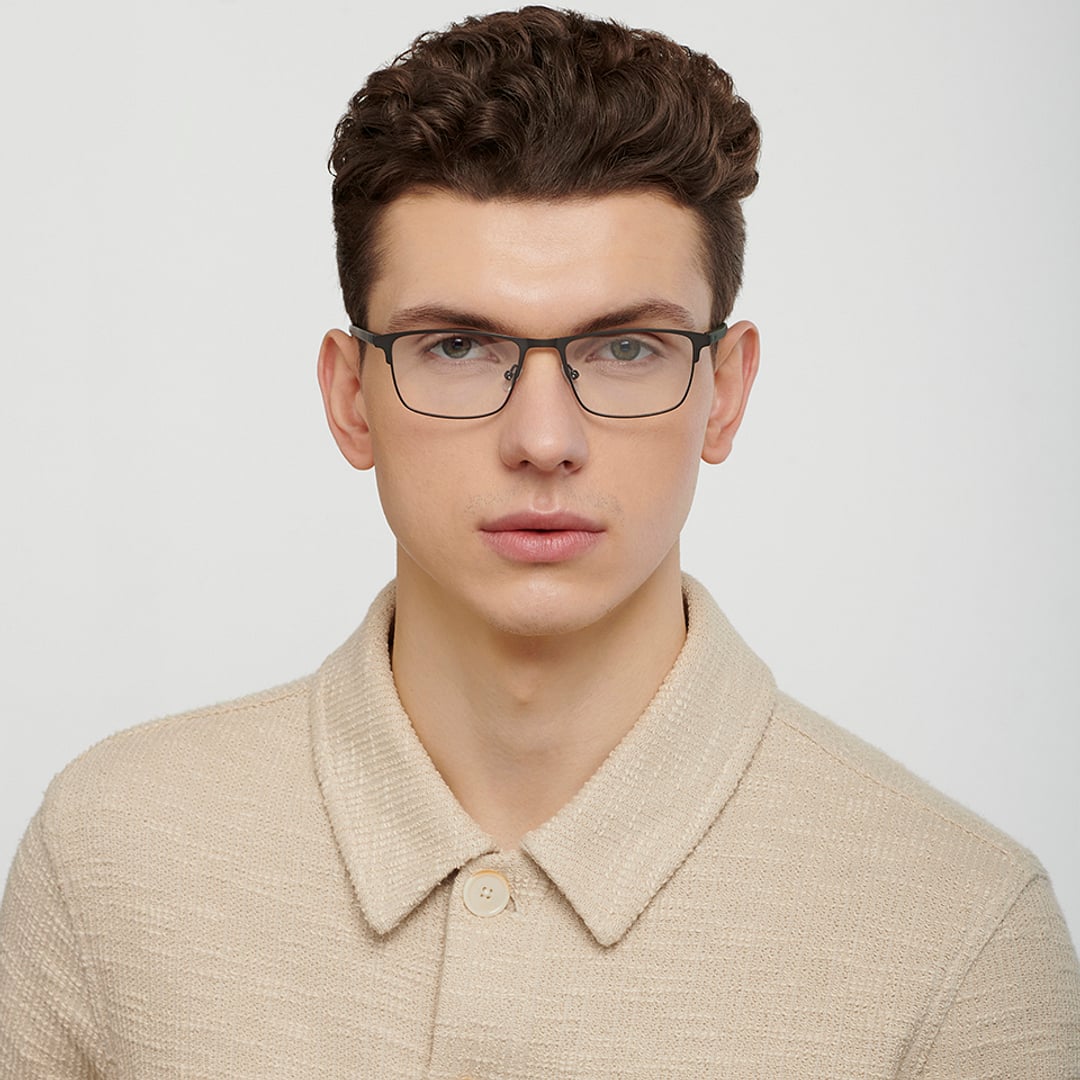 Fossil Mid Gunmetal Full Rim Rectangle left side