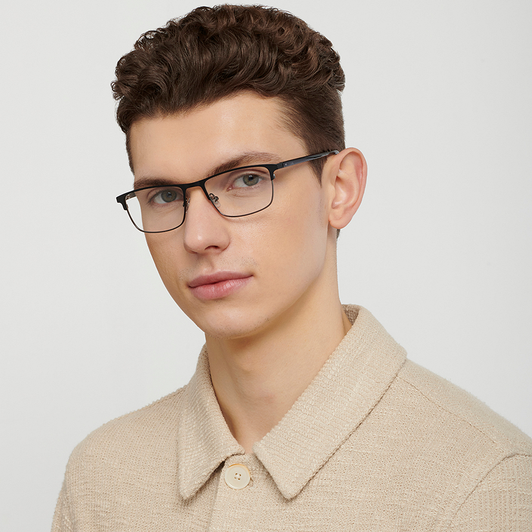 Fossil Dark Gunmetal Full Rim Rectangle right side