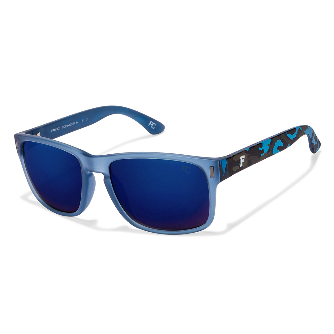 French Connection Blue Transparent Full Rim Square right side