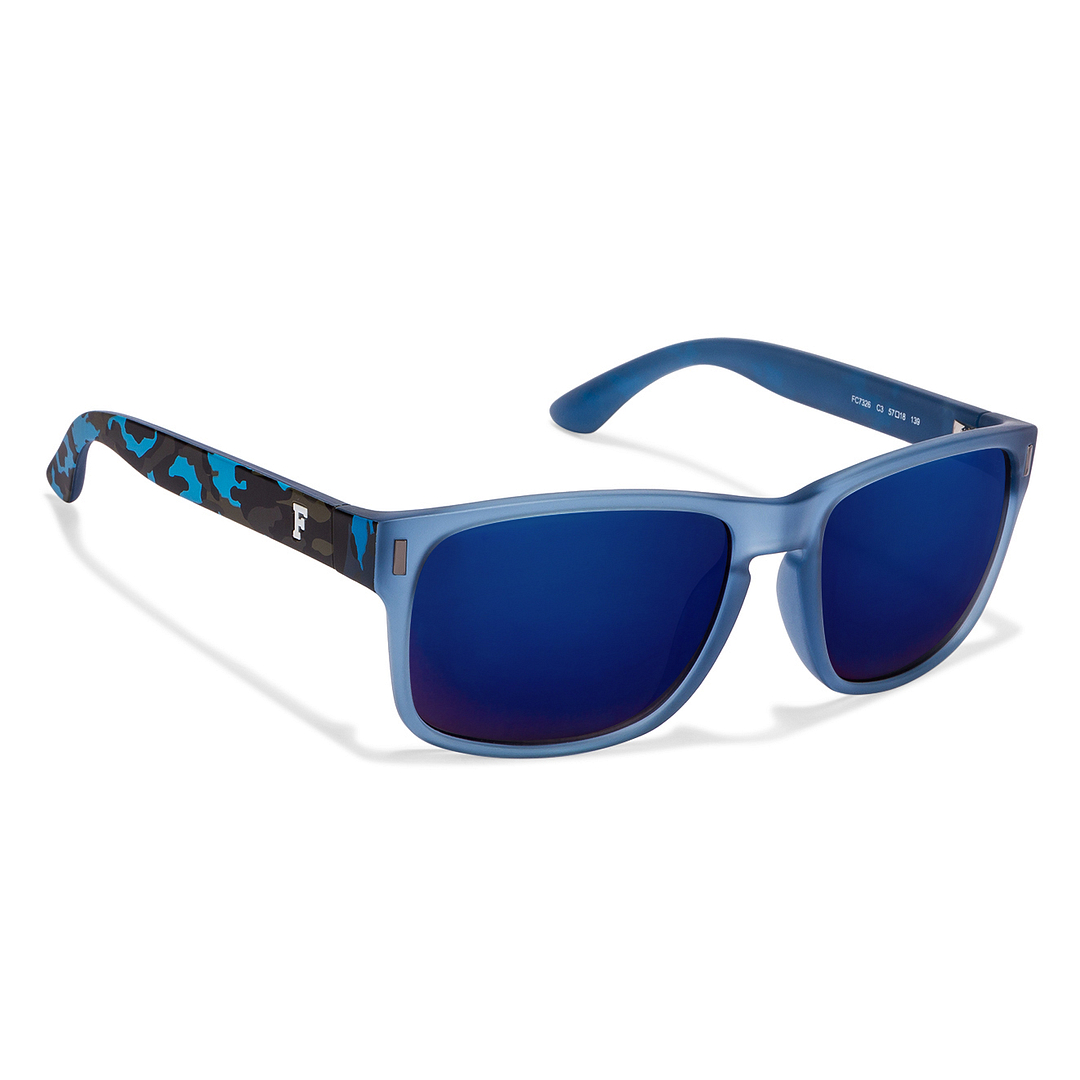 French Connection Blue Transparent Full Rim Square left side