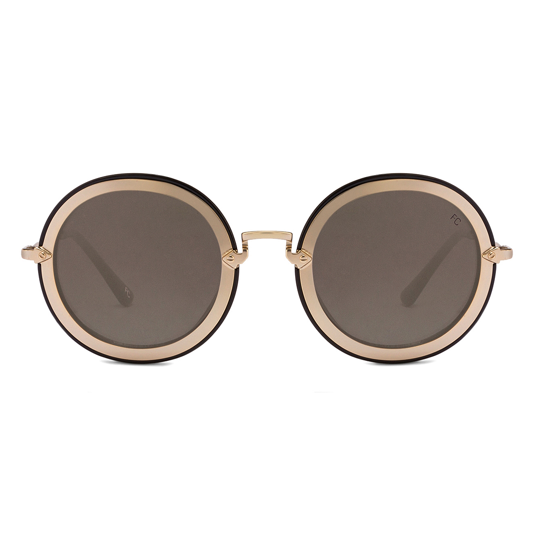 French Connection Gold Full Rim Round left side