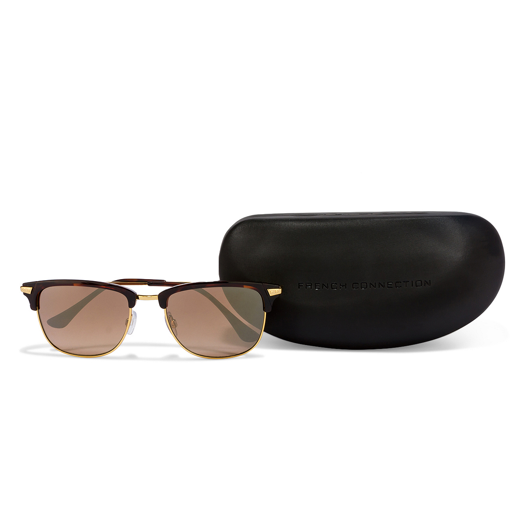 French Connection Golden Brown Full Rim Clubmaster left side