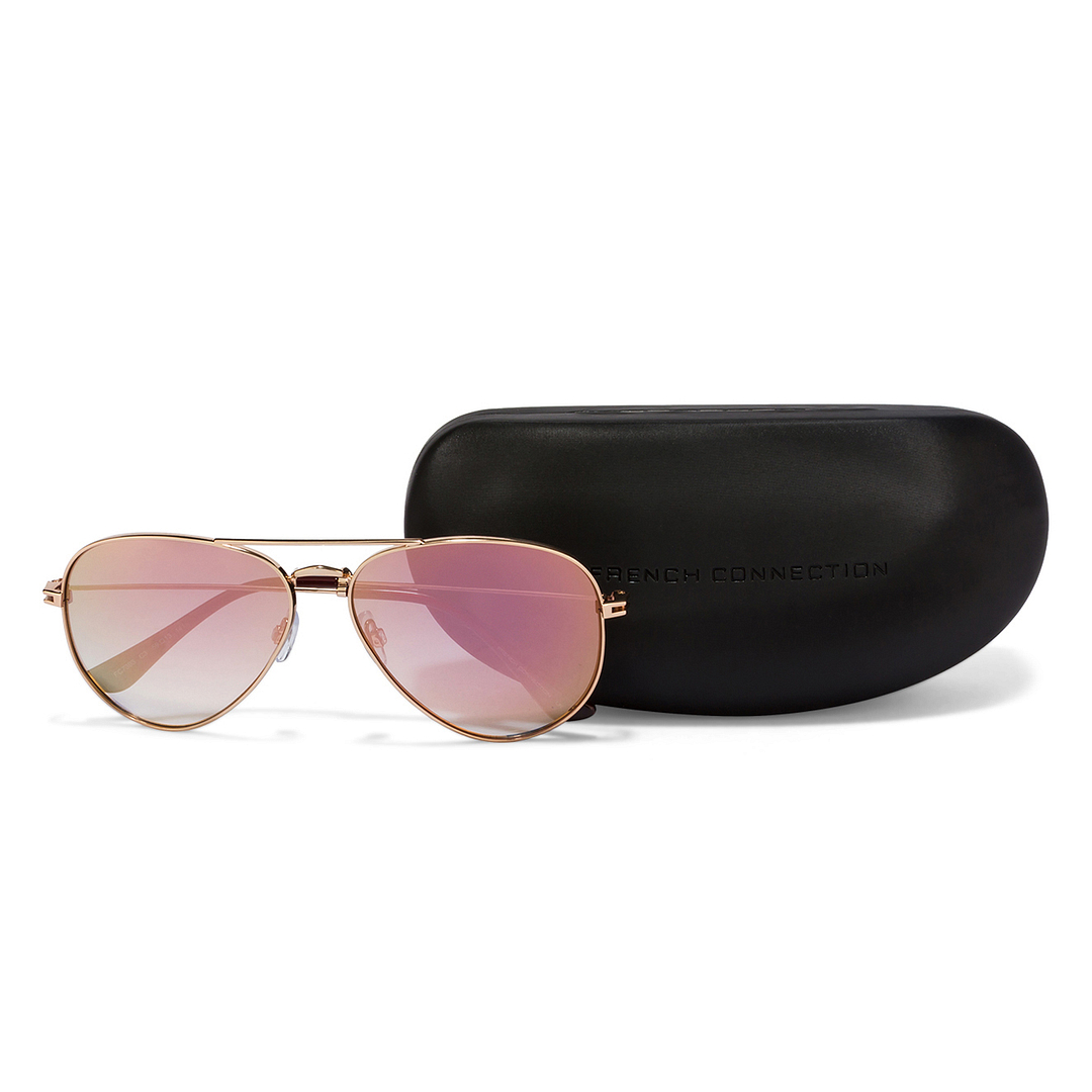 French Connection Gold Full Rim Aviator left side