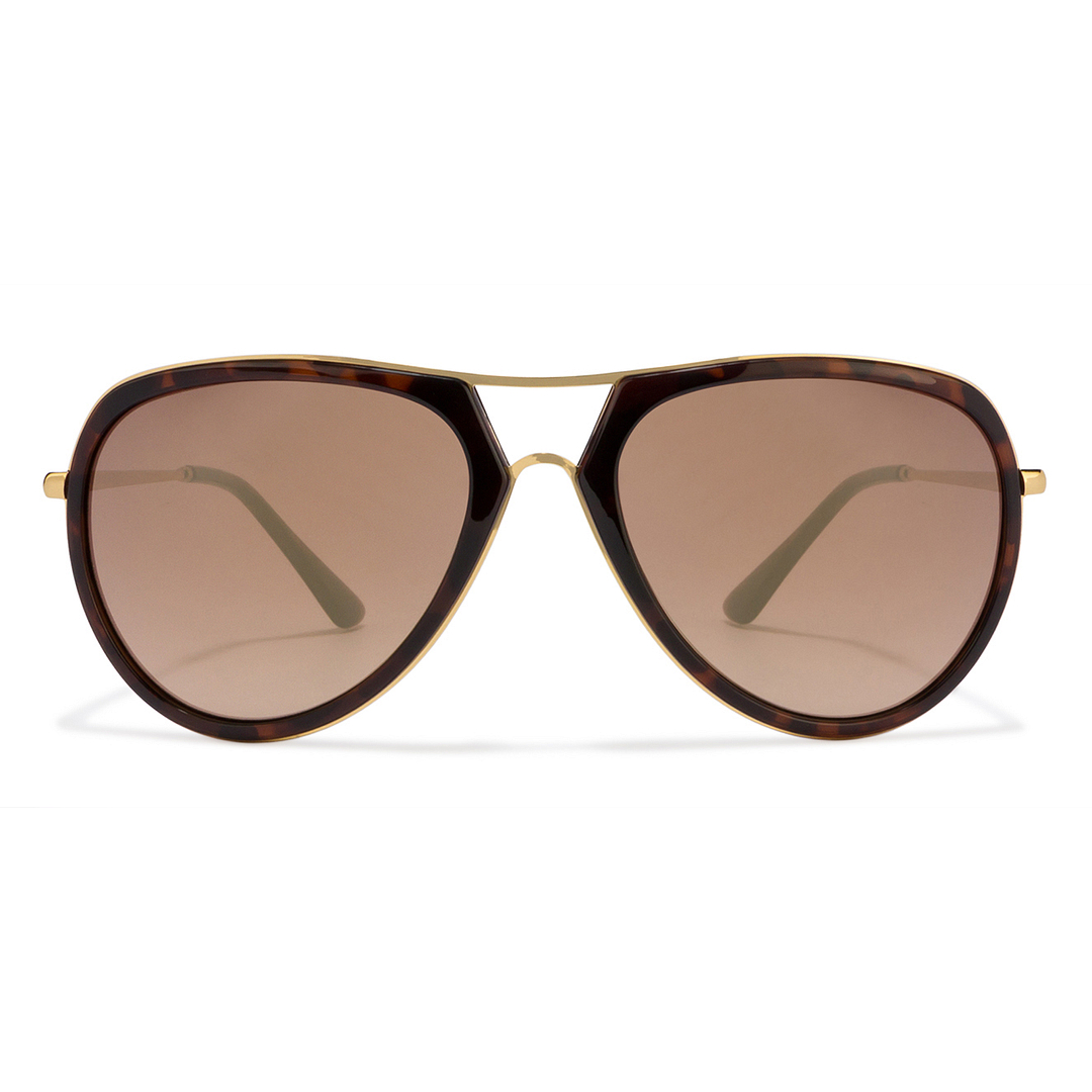 French Connection Golden Brown Full Rim Aviator left side
