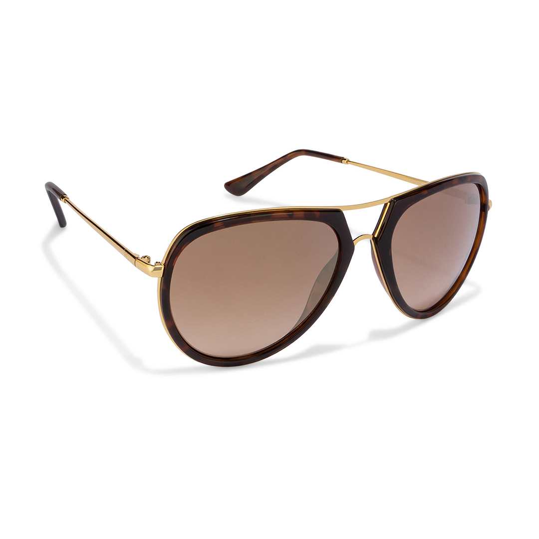 French Connection Golden Brown Full Rim Aviator left side