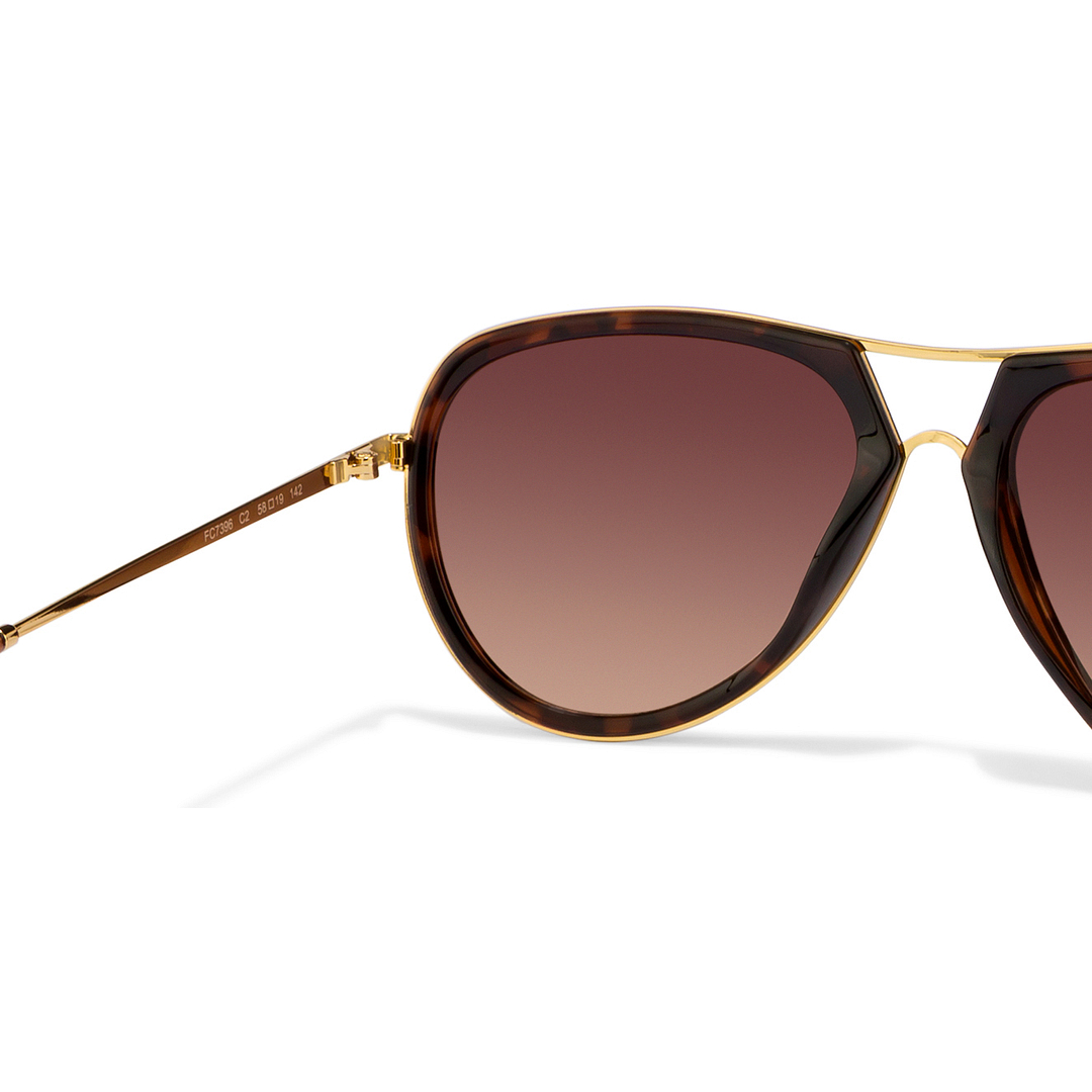 French Connection Golden Brown Full Rim Aviator left side