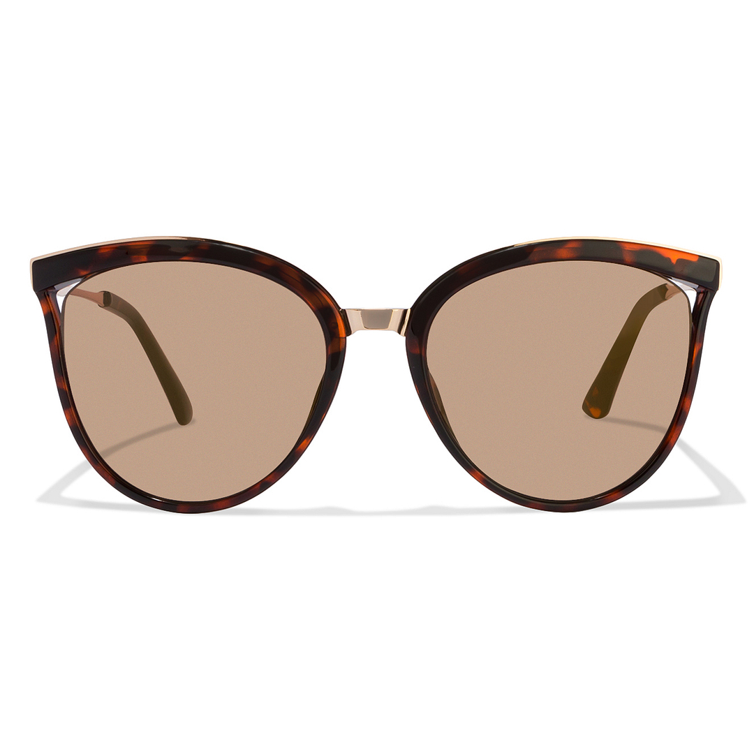 French Connection Golden Brown Full Rim Cat Eye left side