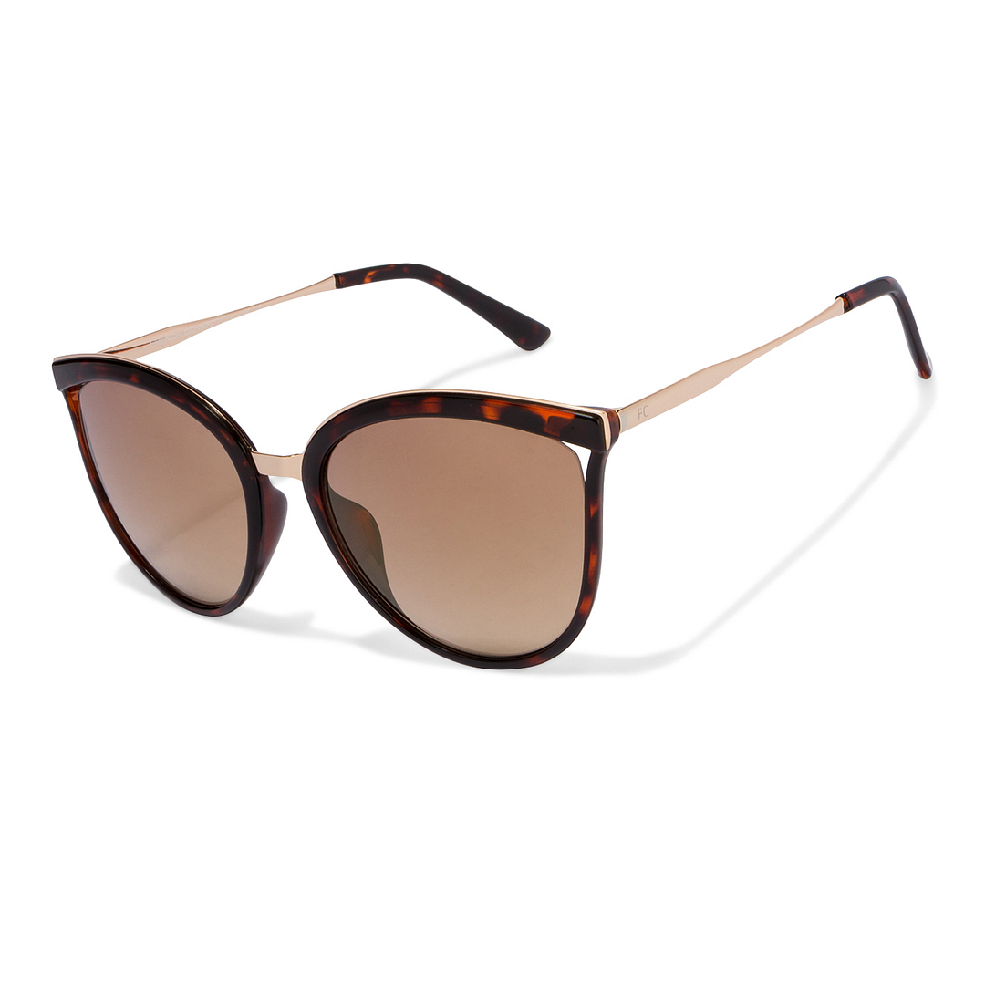 French Connection Golden Brown Full Rim Cat Eye right side