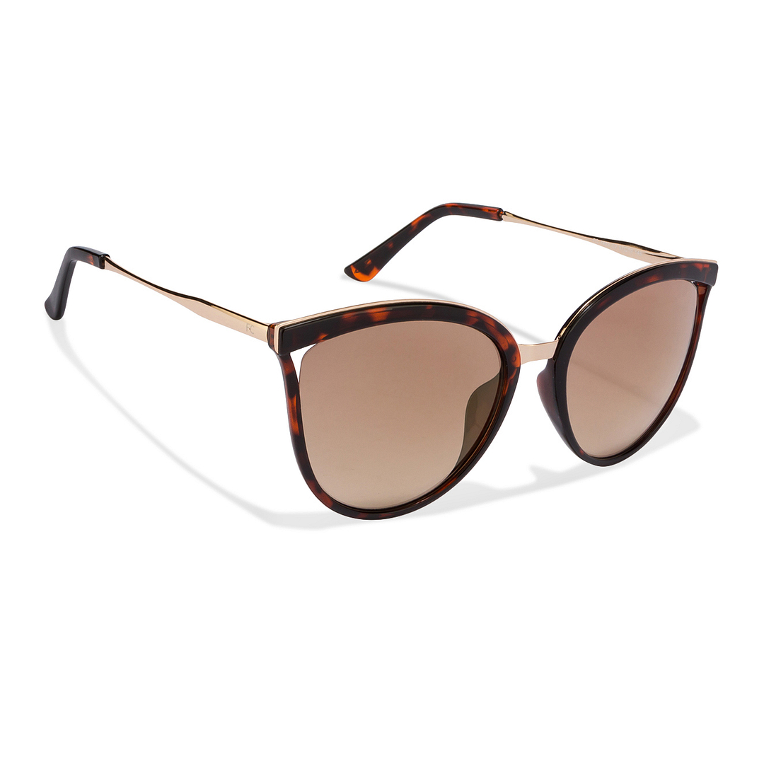 French Connection Golden Brown Full Rim Cat Eye left side