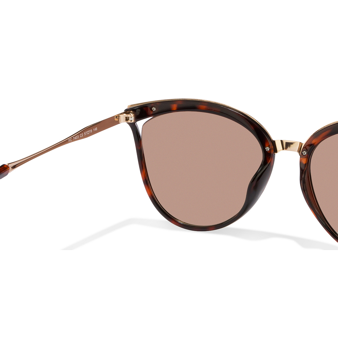 French Connection Golden Brown Full Rim Cat Eye left side