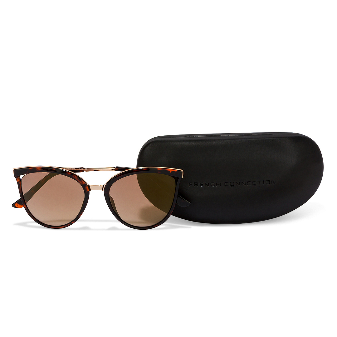 French Connection Golden Brown Full Rim Cat Eye left side