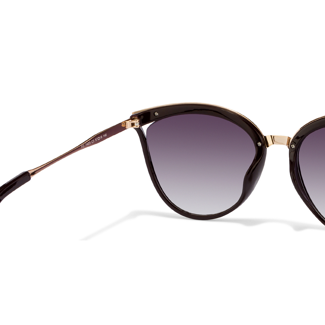 French Connection Golden Brown Full Rim Cat Eye left side
